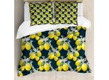 Abakuhaus Copripiumino Con Fiori, Blooms Botanik Evergreen, Antiacaro, Adatto A Chi Soffre Di Allergie, Con Federe, 155 Cm X 220 Cm - 80 X 80 Cm, Verde Oliva Giallo