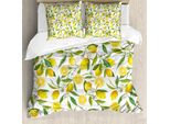 Abakuhaus Copripiumino Naturale, Giardino Esotico, Antiacaro, Adatto A Chi Soffre Di Allergie, Con Federe, 155 Cm X 220 Cm - 80 X 80 Cm, Verde Felce Giallo Bianco