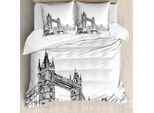 Abakuhaus Copripiumino Vintage, Tower Bridge Regno Unito Paesaggio, Antiacaro Adatto A Chi Soffre Di Allergie Con Federe, 200 Cm X 200 Cm - 80 X 80 Cm, Bianco E Nero