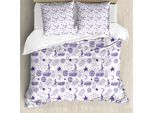 Abakuhaus Copripiumino Nautico, Barca, Stelle, Gabbiani, Luna, Conchiglie, Antiacaro, Adatto A Chi Soffre Di Allergie, Con Federe, 200 Cm X 200 Cm - 80 X 80 Cm, Viola