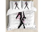 Abakuhaus Set Copripiumino Per Letti Matrimoniali, Stile Elegante Catwalk, Antiacaro, Adatto A Chi Soffre Di Allergie, Con Federe, Nero Rosa