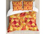 Abakuhaus Copripiumino Astratto, Stile Digitale Mosaico, Antiacaro, Adatto A Chi Soffre Di Allergie, Con Federe, 155 Cm X 220 Cm - 80 X 80 Cm, Arancione Marigold Rosso