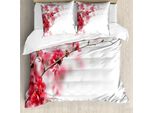 Abakuhaus Copripiumino Primaverile, Fiori Di Ciliegio Misty, Antiacaro, Adatto A Chi Soffre Di Allergie, Con Federe, 155 Cm X 220 Cm - 80 X 80 Cm, Rosa Bianco