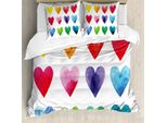 Abakuhaus Copripiumino Valentine, Cuori Arcobaleno, Antiacaro, Adatto A Chi Soffre Di Allergie, Con Federe, 155 Cm X 220 Cm - 80 X 80 Cm, Multicolore