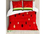 Abakuhaus Copripiumino Naturale, Anguria Macro Frutta, Antiacaro, Adatto A Chi Soffre Di Allergie, Con Federe, 200 Cm X 200 Cm - 80 X 80 Cm, Rosso Verde Nero