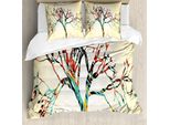 Abakuhaus Copripiumino Moderno, Albero Astratto Colorato, Antiacaro, Adatto A Chi Soffre Di Allergie, Con Federe, 200 Cm X 200 Cm - 80 X 80 Cm, Multicolore