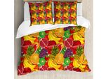 Abakuhaus Copripiumino Colorato, Tropical Frische FrüChte, Antiacaro, Adatto A Chi Soffre Di Allergie, Con Federe, 155 Cm X 220 Cm - 80 X 80 Cm, Multicolore