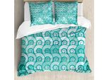 Abakuhaus Copripiumino Ocean, Spirali Marine Vorticose, Antiacaro, Adatto A Chi Soffre Di Allergie, Con Federe, 155 Cm X 220 Cm - 80 X 80 Cm, Acqua