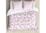 Abakuhaus Copripiumino Con Motivi Floreali, Romantici Petali Di Fiori, Antiacaro, Adatto A Chi Soffre Di Allergie, Con Federe, 155 Cm X 220 Cm - 80 X 80 Cm, Rosa Pallido Bianco