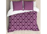 Abakuhaus Set Copripiumino Rosa Prugna Per Letti Matrimoniali, Motivo Floreale Damascato, Antiacaro, Adatto A Chi Soffre Di Allergie, Con Federe, Rosa Chiaro E Prugna