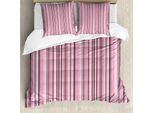 Abakuhaus Copripiumino Moderno, Strisce Retrò Vintage, Antiacaro, Adatto A Chi Soffre Di Allergie, Con Federe, 155 Cm X 220 Cm - 80 X 80 Cm, Rosa Pallido Bianco