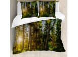 Abakuhaus Copripiumino Paesaggio, Sentiero Degli Alberi Del Parco Nazionale, Antiacaro, Adatto A Chi Soffre Di Allergie, Con Federe, 200 Cm X 200 Cm - 80 X 80 Cm, Blu Verde