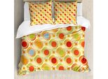 Abakuhaus Copripiumino Astratto, Pois Colorati A Righe, Antiacaro, Adatto A Chi Soffre Di Allergie, Con Federe, 155 Cm X 220 Cm - 80 X 80 Cm, Multicolore