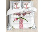 Abakuhaus Copripiumino Valentine, Hipster Giraffe, Antiacaro, Adatto A Chi Soffre Di Allergie, Con Federe, 200 Cm X 200 Cm - 80 X 80 Cm, Azzurro E Rosa Chiaro