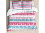 Abakuhaus Copripiumino Tribale, Egiziano, Antiacaro, Adatto A Chi Soffre Di Allergie, Con Federe, 200 Cm X 200 Cm - 80 X 80 Cm, Azzurro Pallido, Rosa, Bianco