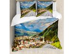 Abakuhaus Copripiumino Paesaggio, Strada Piccola Città Alpina, Antiacaro, Adatto A Chi Soffre Di Allergie, Con Federe, 200 Cm X 200 Cm - 80 X 80 Cm, Multicolore