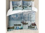 Abakuhaus Copripiumino Paesaggio, Barche Da Pesca Panama, Antiacaro, Adatto A Chi Soffre Di Allergie, Con Federe, 200 Cm X 200 Cm - 80 X 80 Cm, Multicolore
