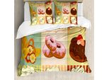 Abakuhaus Copripiumino Vintage, Prodotti Da Forno, Antiacaro, Adatto A Chi Soffre Di Allergie, Con Federe, 200 Cm X 200 Cm - 80 X 80 Cm, Multicolore