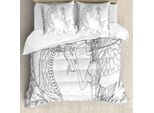 Abakuhaus Copripiumino Fantasia, Fata E Drago, Antiacaro, Adatto A Chi Soffre Di Allergie, Con Federe, 155 Cm X 220 Cm - 80 X 80 Cm, Bianco E Nero