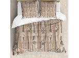Abakuhaus Copripiumino Con Motivi Floreali Su Strisce Ondulate, Antiacaro E Anallergico, Con Federe, 200 Cm X 200 Cm - 80 X 80 Cm, Marrone Scuro Sabbia