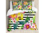 Abakuhaus Copripiumino Con Motivi Floreali, Bouquet Di Fiori Assortiti, Antiacaro E Anallergico, Con Federe, 155 Cm X 220 Cm - 80 X 80 Cm, Multicolore