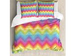 Abakuhaus Copripiumino Arcobaleno, Vivid Chevron Colorato, Antiacaro, Adatto A Chi Soffre Di Allergie, Con Federe, 155 Cm X 220 Cm - 80 X 80 Cm, Multicolore