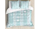 Abakuhaus Copripiumino Nautico, Animali Marini E Conchiglie, Antiacaro, Adatto A Chi Soffre Di Allergie, Con Federe, 155 Cm X 220 Cm - 80 X 80 Cm, Azzurro Pallido