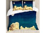 Abakuhaus Copripiumino Notte Stellata, Stelle, Luna Piena, Nuvole, Antiacaro, Adatto A Chi Soffre Di Allergie, Con Federe, 155 Cm X 220 Cm - 80 X 80 Cm, Blu Scuro E Bianco