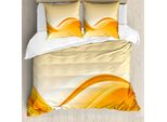 Abakuhaus Copripiumino Astratto, Linea Ondulata Vibrante, Antiacaro, Adatto A Chi Soffre Di Allergie, Con Federe, 200 Cm X 200 Cm - 80 X 80 Cm, Arancione Giallo