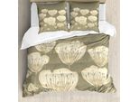 Abakuhaus Set Copripiumino Per Letti Matrimoniali, Fiori Color Pastello, Antiacaro, Adatto A Chi Soffre Di Allergie, Con Federe, Color Tortora