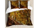 Abakuhaus Set Copripiumino Naturale Per Letti Matrimoniali, Bosco Autunnale, Antiacaro, Adatto A Chi Soffre Di Allergie, Con Federe, Calendula Marrone Ambra