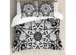 Abakuhaus Copripiumino Mandala, Motivo Orientale, Antiacaro, Adatto A Chi Soffre Di Allergie, Con Federe, 200 Cm X 200 Cm - 80 X 80 Cm, Bianco E Nero