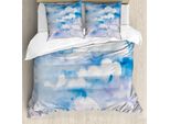 Abakuhaus Copripiumino Fantasia, Cielo Nuvoloso Hazy Serene, Antiacaro Adatto A Chi Soffre Di Allergie Con Federe, 155 Cm X 220 Cm - 80 X 80 Cm, Azzurro Bianco