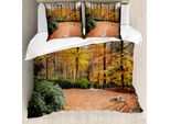 Abakuhaus Copripiumino Naturale, Alberi Autunnali Nel Bosco, Antiacaro, Adatto A Chi Soffre Di Allergie, Con Federe, 155 Cm X 220 Cm - 80 X 80 Cm, Verde Cacciatore Marigold