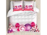 Abakuhaus Copripiumino Moderno, Lecca-Lecca Arcobaleno, Antiacaro, Adatto A Chi Soffre Di Allergie, Con Federe, 155 Cm X 220 Cm - 80 X 80 Cm, Corallo Scuro Rosa Pallido