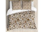 Abakuhaus Set Copripiumino Per Letti Matrimoniali, Motivi Floreali Scarabocchiati, Antiacaro, Adatto A Chi Soffre Di Allergie, Con Federe, Giallo Chiaro Marrone Tan