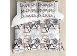 Abakuhaus Set Copripiumino Astratto Per Letti Matrimoniali, Arte Moderna Geometrica, Antiacaro, Adatto A Chi Soffre Di Allergie, Con Federe, Nero Cacao