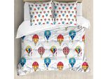 Abakuhaus Copripiumino Colorato, Mongolfiere E Nuvole, Antiacaro, Adatto A Chi Soffre Di Allergie, Con Federe, 155 Cm X 220 Cm - 80 X 80 Cm, Multicolore