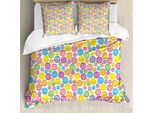 Set Copripiumino Abakuhaus Kids Per Letti Matrimoniali, Bottoni Circolari Artistici, Antiacaro, Adatto A Chi Soffre Di Allergie, Con Federe, Multicolore