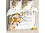 Abakuhaus Copripiumino Naturale, Foglie D'acero In Autunno, Antiacaro, Adatto A Chi Soffre Di Allergie, Con Federe, 200 Cm X 200 Cm - 80 X 80 Cm, Giallo-Arancio