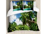 Abakuhaus Copripiumino Urwald, Mahe Island Lake Palms, Antiacaro, Adatto A Chi Soffre Di Allergie, Con Federe, 155 Cm X 220 Cm - 80 X 80 Cm, Acquamarina, Verde, Bianco