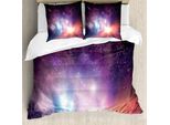 Abakuhaus Galaxis Copripiumino, Cosmos Universo Spazio, Antiacaro Adatto A Chi Soffre Di Allergie Con Federe, 155 Cm X 220 Cm - 80 X 80 Cm, Viola Corallo Azzurro Pallido