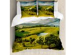 Abakuhaus Copripiumino Verde, Land Forest Lake, Antiacaro, Adatto A Chi Soffre Di Allergie, Con Federe, 200 Cm X 200 Cm - 80 X 80 Cm, Verde Blu