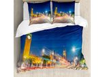 Abakuhaus StäDtisch Copripiumino, Big Ben Westminster Uk, Resistente All'acqua Lavabile Colori Che Non Stingono Personalizzato, 200 Cm X 200 Cm - 80 X 80 Cm, Blu, Grigio, Giallo