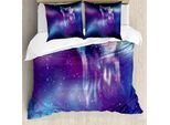 Abakuhaus Copripiumino Fantasia, Northern Aurora Borealis, Antiacaro, Adatto A Chi Soffre Di Allergie, Con Federe, 200 Cm X 200 Cm - 80 X 80 Cm, Blu Lilla