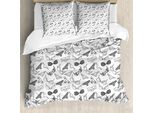 Abakuhaus Copripiumino Bianco E Nero, Lingerie Doodle, Antiacaro, Adatto A Chi Soffre Di Allergie, Con Federe, 155 Cm X 220 Cm - 80 X 80 Cm, Bianco E Nero