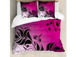 Abakuhaus Set Copripiumino Shabby Chic Per Letti Matrimoniali, Stile Vittoriano, Antiacaro, Adatto A Chi Soffre Di Allergie, Con Federe, Magenta Nero