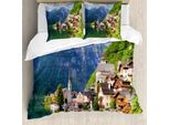 Abakuhaus Set Copripiumino Rustico Per Letti Matrimoniali, Alpendorf Kleine Stadt, Antiacaro, Adatto A Chi Soffre Di Allergie, Con Federe, Multicolore