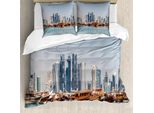 Abakuhaus Copripiumino Moderno, Katar Città Dhow Navi, Antiacaro Adatto A Chi Soffre Di Allergie Con Federe, 155 Cm X 220 Cm - 80 X 80 Cm, Pale Blue Cinnamon
