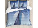 Abakuhaus Copripiumino Nautico, Barca A Vela Ondulata Serene, Antiacaro, Adatto A Chi Soffre Di Allergie, Con Federe, 155 Cm X 220 Cm - 80 X 80 Cm, Viola Blu